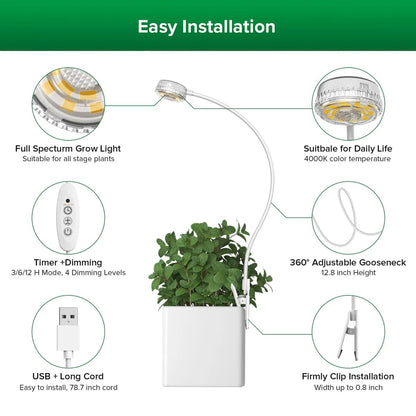 SANSI 10W LED nastavitelná lampička pro růst rostlin s časovačem